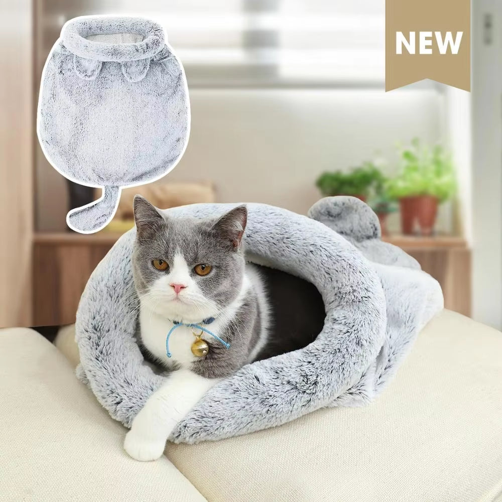 Washable Plush Cat Sleeping Bag Puppy Small Dogs Cats Mat Bed Warm Soft Pet House Cat Sleeping Nest Cushion Pet Products