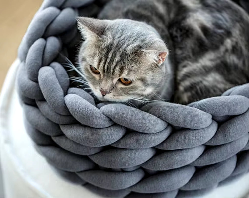 Cat House Cushion Soft Long Plush Warm Pet Mat Cute Kennel Cat Sleeping Basket Bed round Fluffy Comfortable Touch Pet Products