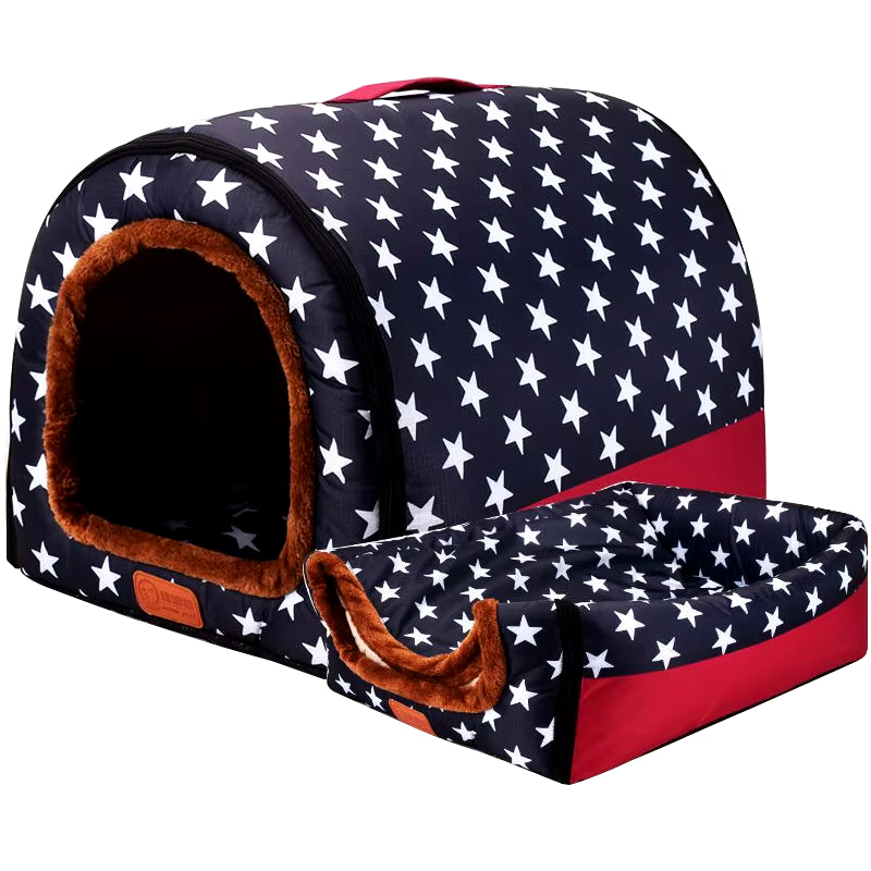 New Warm Dog House Comfortable Print Stars Kennel Mat for Pet Puppy Foldable Cat Sleeping Bed High Quality Pet Products