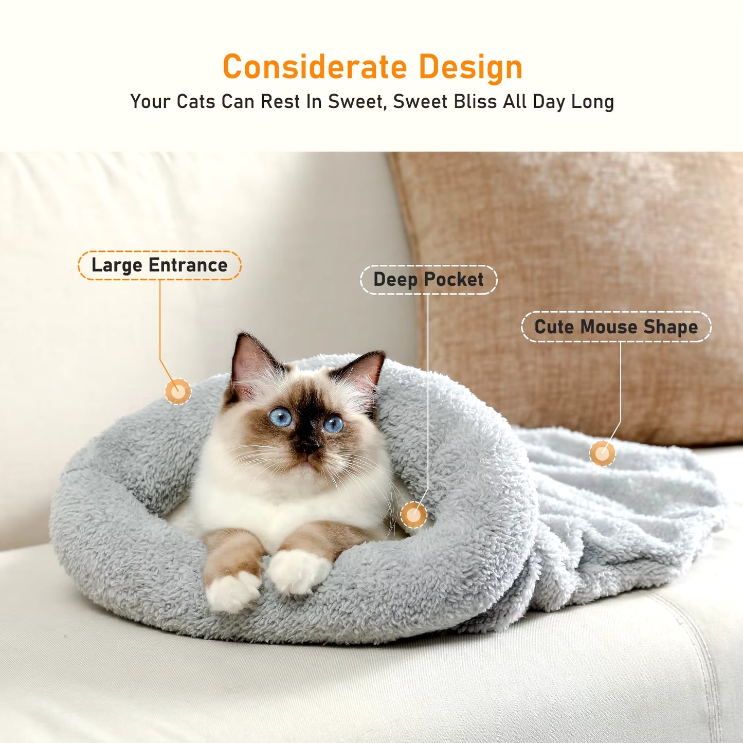 Washable Plush Cat Sleeping Bag Puppy Small Dogs Cats Mat Bed Warm Soft Pet House Cat Sleeping Nest Cushion Pet Products