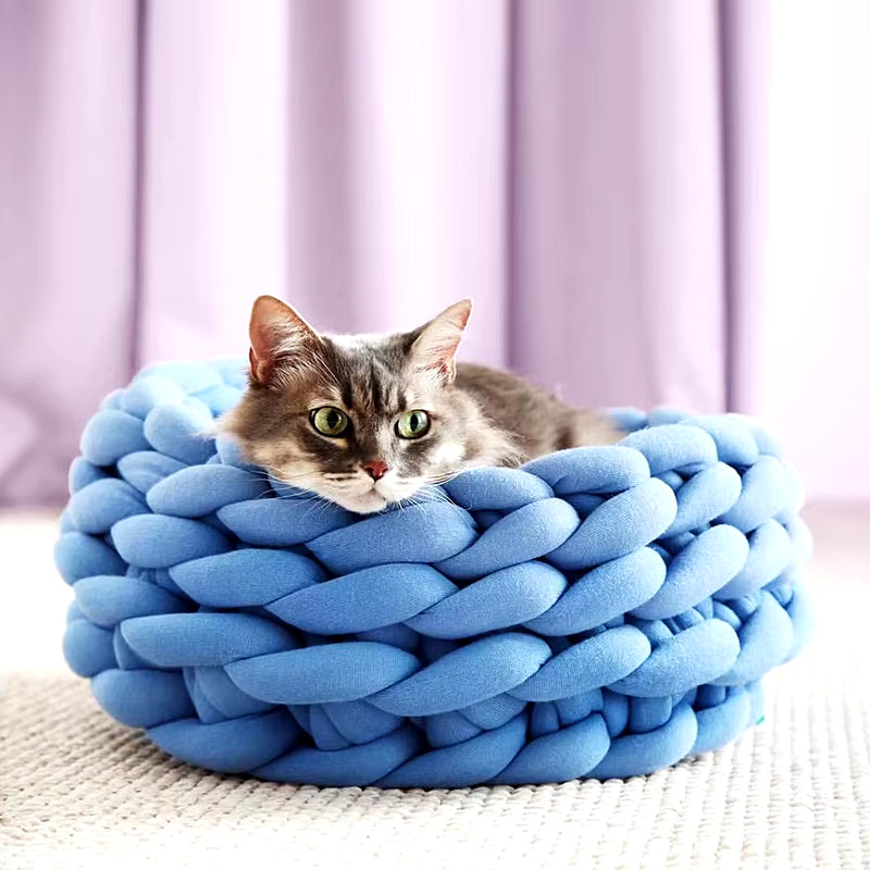 Cat House Cushion Soft Long Plush Warm Pet Mat Cute Kennel Cat Sleeping Basket Bed round Fluffy Comfortable Touch Pet Products