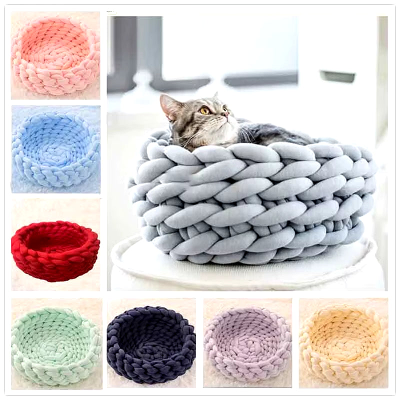 Cat House Cushion Soft Long Plush Warm Pet Mat Cute Kennel Cat Sleeping Basket Bed round Fluffy Comfortable Touch Pet Products