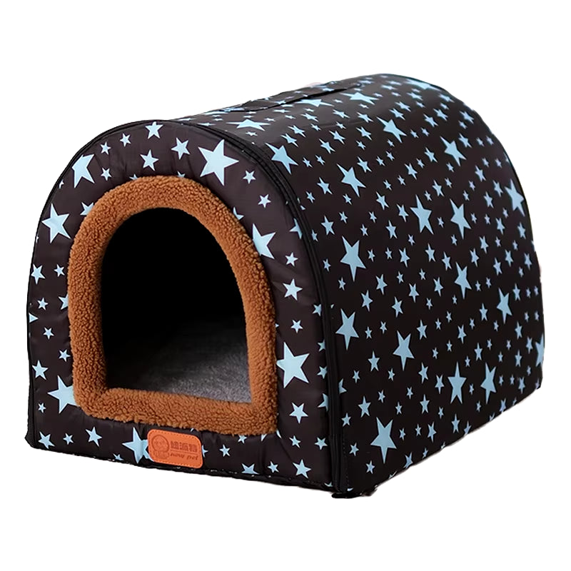 New Warm Dog House Comfortable Print Stars Kennel Mat for Pet Puppy Foldable Cat Sleeping Bed High Quality Pet Products