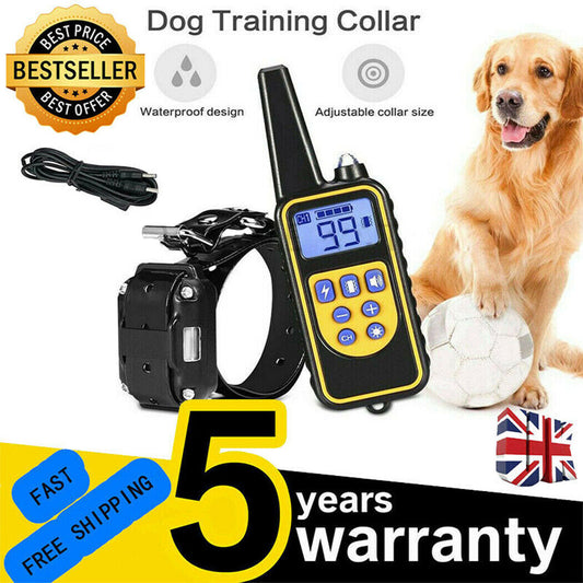 Dog Pet Training Collar Rechargeable Waterproof Electric Shock anti Bark R800M E