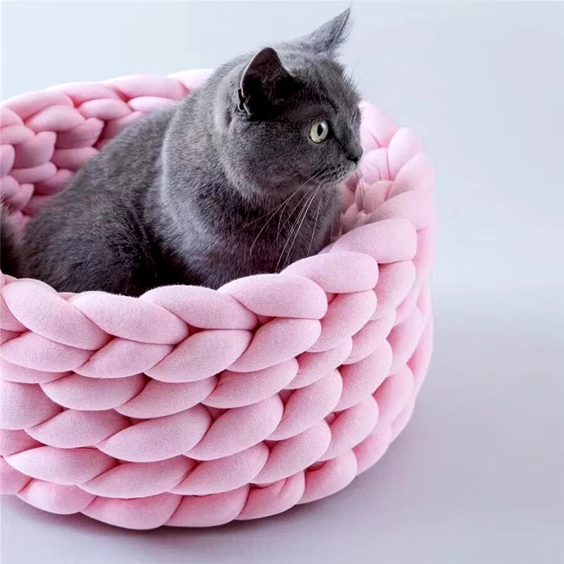 Cat House Cushion Soft Long Plush Warm Pet Mat Cute Kennel Cat Sleeping Basket Bed round Fluffy Comfortable Touch Pet Products