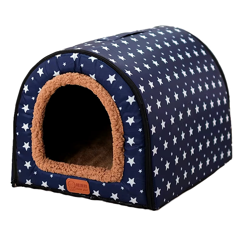 New Warm Dog House Comfortable Print Stars Kennel Mat for Pet Puppy Foldable Cat Sleeping Bed High Quality Pet Products