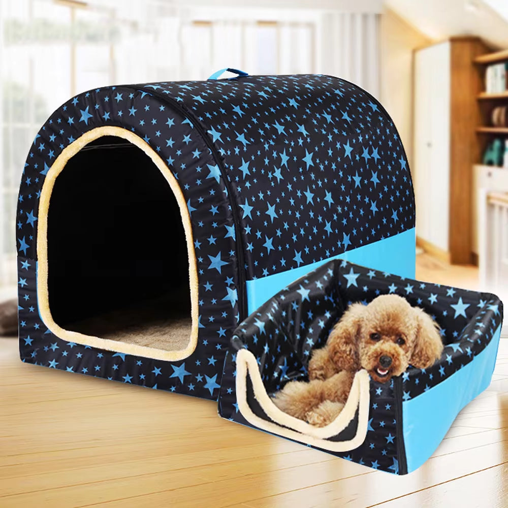 New Warm Dog House Comfortable Print Stars Kennel Mat for Pet Puppy Foldable Cat Sleeping Bed High Quality Pet Products